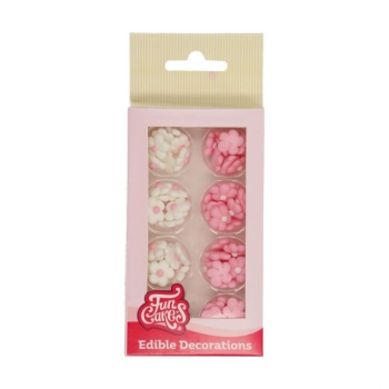 Zucker Dekoration - Mini Blumen Mix - Weiss / Rosa